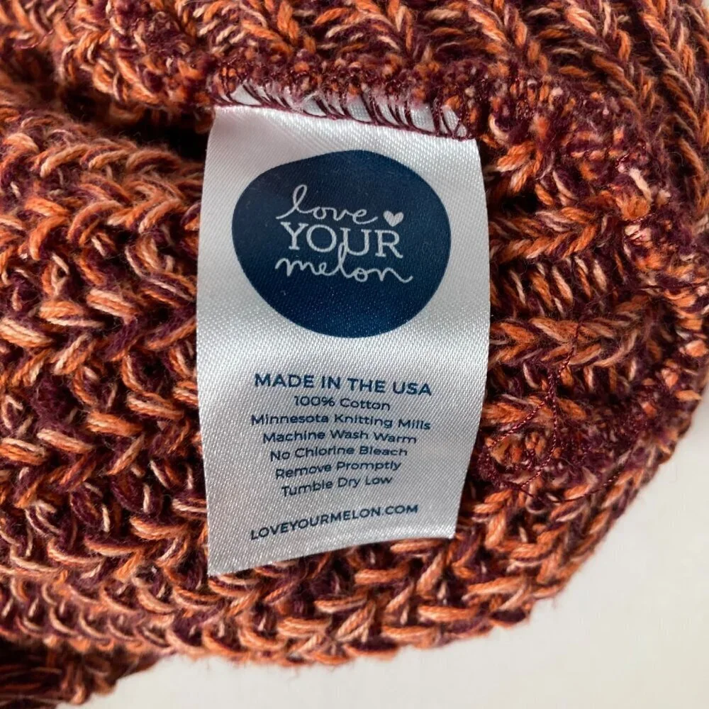 Womens Love Your‎ Melon Knit Cotton Hat Orange Brown OS